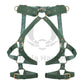 Leather garter belt is made of green-colored genuine leather and gold-colored metal hardware. Photo is made in 3D to show each strap from both the outside and inside. 
Back view.