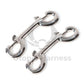 Close-up of 2 double carabiners in silver color.