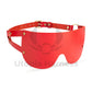 Wide leather bondage bondage mask to cover eyes. 
Red leather, gold hardware.