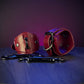 Red leather handcuffs with black hardware