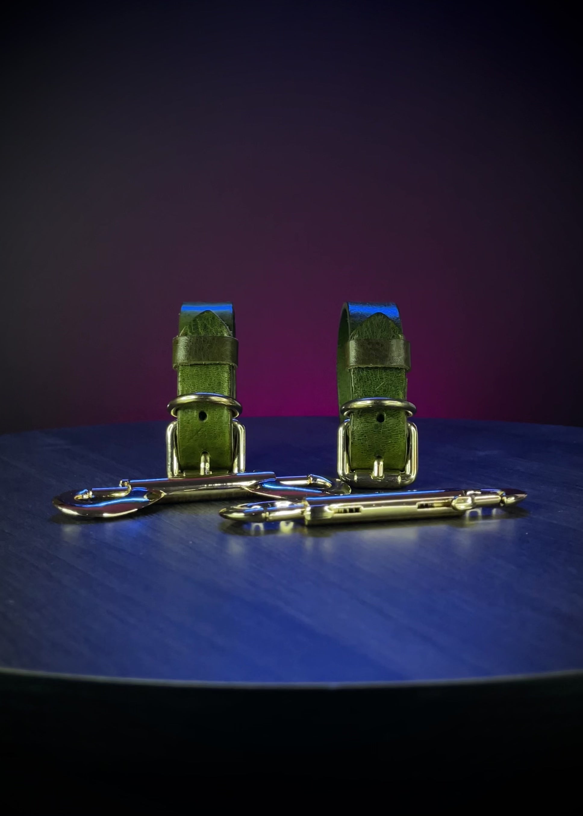 Green leather handcuffs